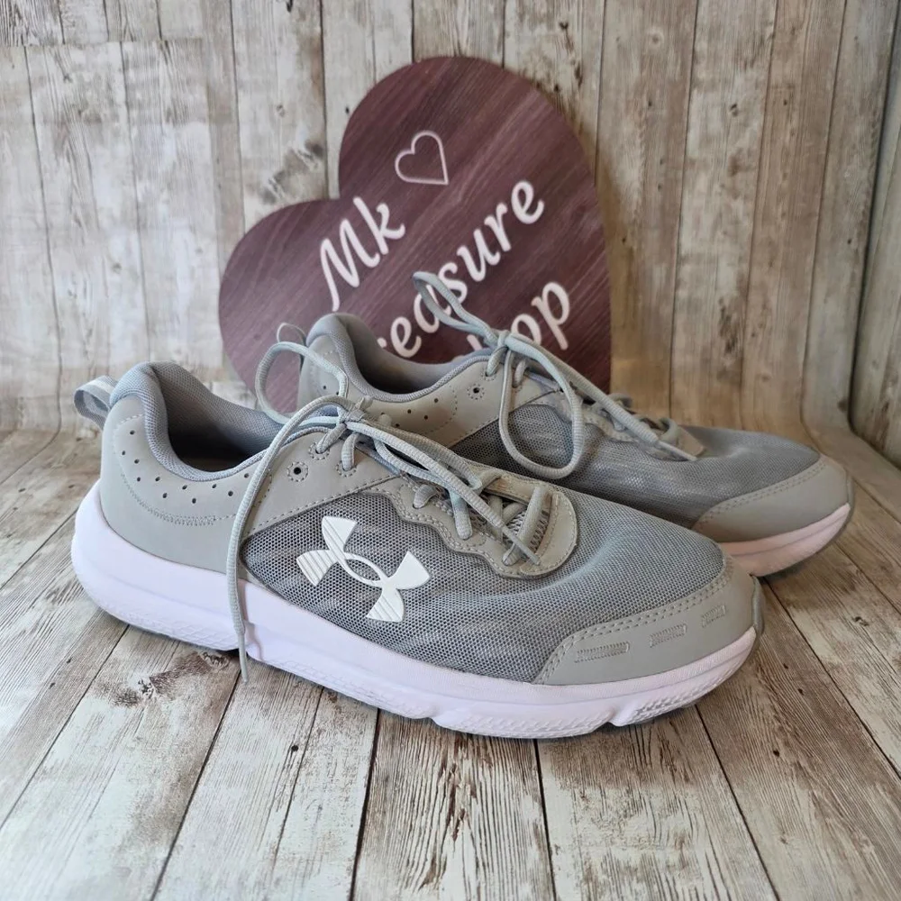 Men's Under Armour Charged Assert 10 Athletic Shoes Gray White Size 11